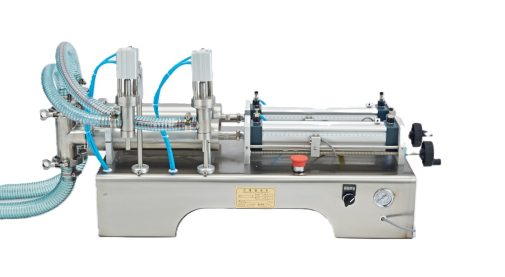 מכונת מילוי פנאומטית שולחנית 100-1,000 מ"ל לנוזלים שני ראשים